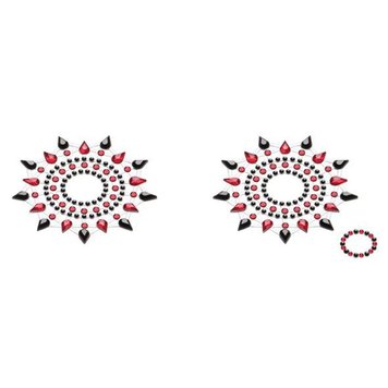 Пэстис из кристаллов Petits Joujoux Gloria set of 2 - Black/Red, украшение на грудь фото и описание