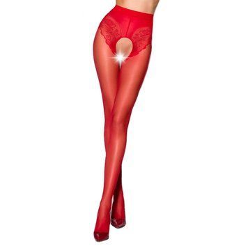 Эротические колготки Passion TIOPEN 006 3/4 (30 den), red, с вырезом, имитация трусиков фото и описание