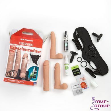 Набір для страпона Doc Johnson Vac-U-Lock Dual Density Experienced Set, діаметр 2&times;7см, 7,7см фото і опис