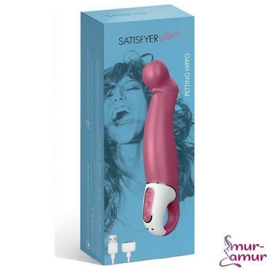 Потужний вібратор Satisfyer Vibes Petting Hippo з гнучким стовбуром, літій силікон, 12 режимів фото і опис