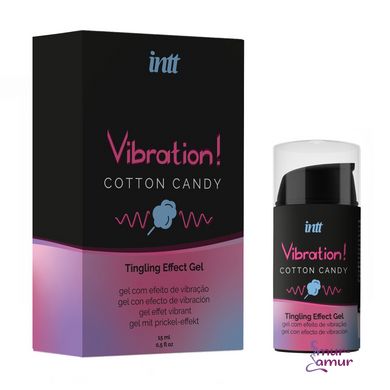 Жидкий вибратор Intt Vibration Cotton Candy (15 мл), густой гель, очень вкусный, действует до 30 мин фото и описание