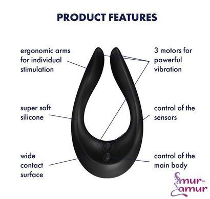 Вибратор для пар Satisfyer Endless Joy Black, 3 независимых мотора, многофункциональный фото и описание