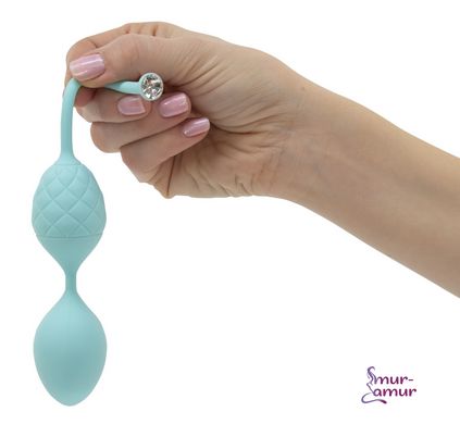 Роскошные вагинальные шарики PILLOW TALK - Frisky Teal с кристаллом, диаметр 3,2см, вес 49-75гр фото и описание