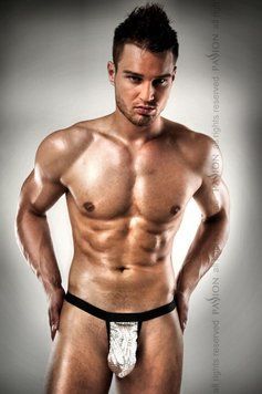 Чоловічі стрінги з блискучим гульфіком Passion 015 THONG silver XXL/XXXL фото і опис