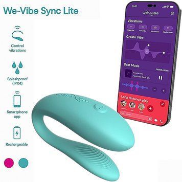 Смарт-вибратор для пар We-Vibe Sync Lite Aqua, 10 виброрежимов, можно совмещать с проникающим сексом фото и описание
