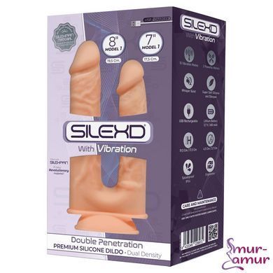 Фаллоимитатор двойной с вибрацией SilexD Double Gusto Flesh Motor (Model 1 size 8" & 7"), двухслойны