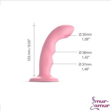 Насадка для страпона с двойной точечной пульсацией Strap-On-Me TAPPING DILDO WAVE &ndash; CORAL PINK, М фото и описание