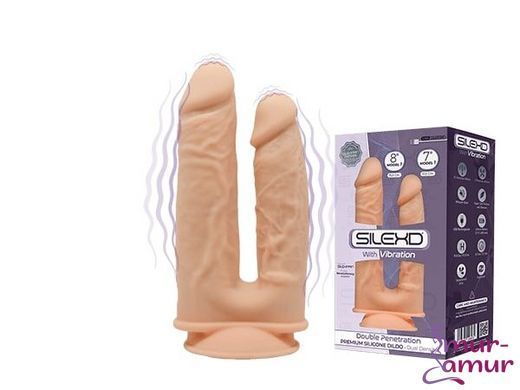 Фаллоимитатор двойной с вибрацией SilexD Double Gusto Flesh Motor (Model 1 size 8" & 7"), двухслойны