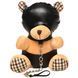 Плюшевый медвежонок HOODED Teddy Bear БДСМ в кожаном капюшоне с поводком, 23x16x12 см