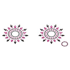 Пэстис из кристаллов Petits Joujoux Gloria set of 2 - Black/Pink, украшение на грудь фото и описание