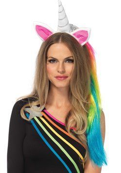 Обруч ріг єдинорога Leg Avenue Magical Unicorn Headband, з райдужною гривою фото і опис