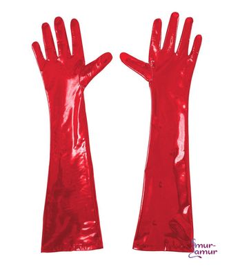 Глянсові вінілові рукавички Art of Sex - Lora, розмір L, колір Червоний фото і опис