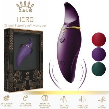 Вібратор 2в1 з язичком Zalo &mdash; Hero Twilight Purple, кристал Swarovski