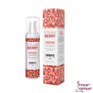 Массажное масло EXSENS Strawberry 50 мл разогревающее, без сахара, без парабенов, съедобное фото и описание