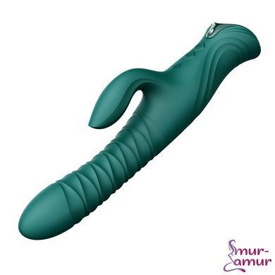 Смарт пульсатор-кролик с вибрацией Zalo Mose 2 Turquoise Green, подогрев до 42&deg;C, кристалл Swarovski