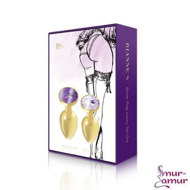 Набір металевих анальних пробок із кристалом RIANNE S &ndash; Booty Plug Luxury Set, діаметр 3 та 3,5 см