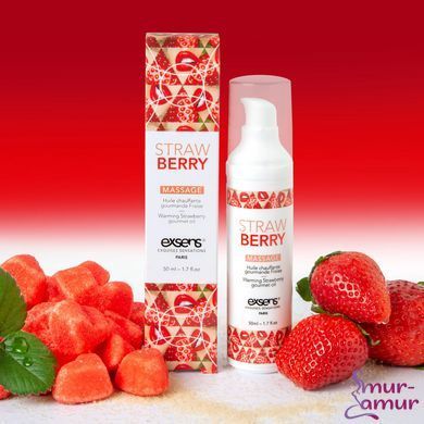 Массажное масло EXSENS Strawberry 50 мл разогревающее, без сахара, без парабенов, съедобное фото и описание