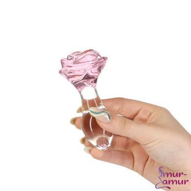 Стеклянная анальная пробка Pillow Talk Rosy Luxurious Glass Anal Plug, ⌀3,3 см, вибропуля в подарок