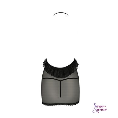 Сорочка прозрачная приталенная ERZA CHEMISE black L/XL - Passion, трусики фото і опис