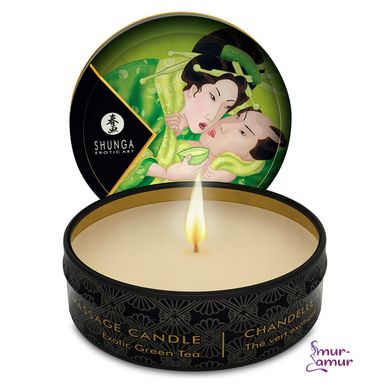 Масажна свічка Shunga Mini Massage Candle – Exotic Green Tea (30 мл) з афродизіаками фото і опис