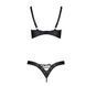 Комплект з екошкіри Passion CELINE BIKINI S/M black відкритий бра зі стрічками, стрінги зі шнурівкою фото