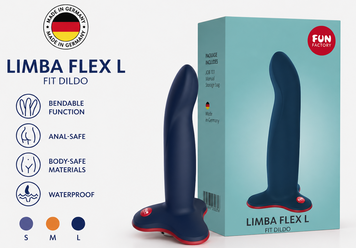 Фаллоимитатор Fun Factory LIMBA FLEX L, цвет морской волны, гибкий, с эффектом памяти, подходит для точки G