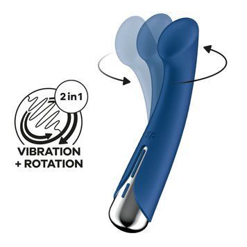 Вібратор з ротацією Satisfyer Spinning G-Spot 1 Blue, плоский майданчик для стимуляції точки G фото і опис