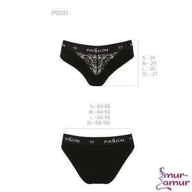 Трусики з широкою гумкою і мереживом Passion PS001 PANTIES L, black фото і опис