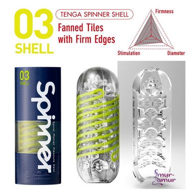 Мастурбатор Tenga Spinner 03 Shell з пружною стимулювальною спіраллю всередині, пружна спіраль фото і опис