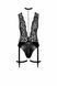Боді Noir Handmade F297 Libido Deep-V bodysuit with collar, pearl chain and garter - L фото