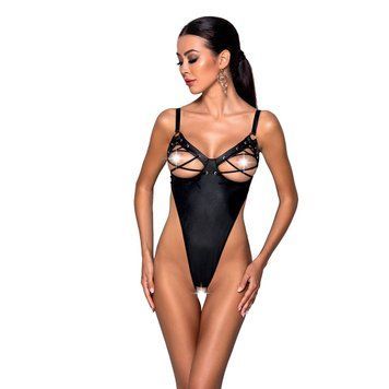 Боди из экокожи Passion CELIN BODY L/XL, black, с доступом, открытый фото и описание