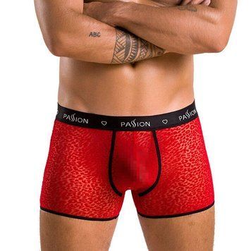 Чоловічі прозорі боксери Passion 046 SHORT PARKER S/M Red, сітка, під леопард фото і опис