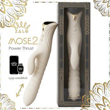 Смарт пульсатор-кролик с вибрацией Zalo Mose 2 Ivory White, подогрев до 42 &deg;C, кристалл Swarovski