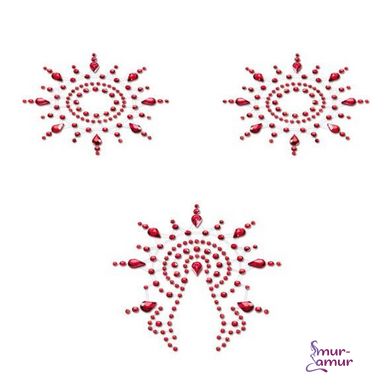 Пэстис из кристаллов Petits Joujoux Gloria set of 3 - Red, украшение на грудь и вульву фото и описание