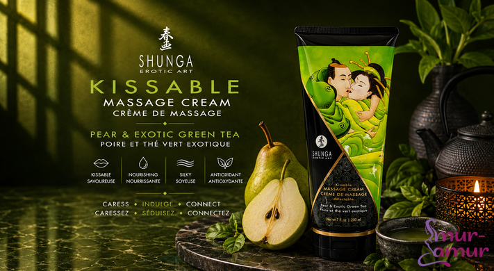 Съедобный массажный крем Shunga Kissable Massage Cream - Pear & Exotic Green Tea (200 мл)