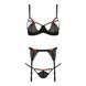 Комплект белья PERDITA SET black L/XL - Passion Exclusive: стрэпы: лиф, стринги и пояс для чулок фото
