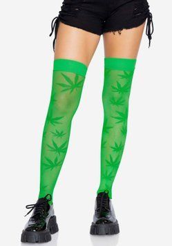 Чулки с рисунком Leg Avenue 420 Net thigh highs Green фото и описание