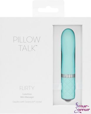 Розкішний вібратор PILLOW TALK - Flirty Teal з кристалом Swarovski, гнучка головка