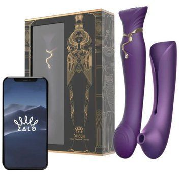 Смартвібратор 3в1 Zalo &mdash; Queen Set Twilight Purple, пульсівна перлина та вакуум, кристал Swarovski