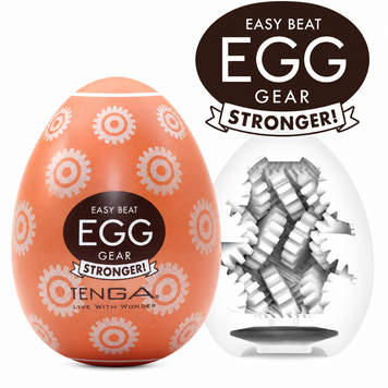Мастурбатор-яйце Tenga Egg Gear, щільний TPE, пробник лубриканту 5 мл фото і опис