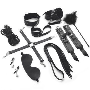 Набір BDSM Art of Sex &ndash; Set Leather, 10 предметів, чорний, натуральна шкіра фото і опис