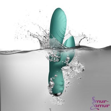 Вибратор-кролик Rocks Off Every Girl Teal, два мотора, разноцветная LED-подсветка, мощный фото и описание