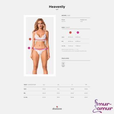 Эротический комплект Obsessive Heavenlly 2-pcs set XL/2XL, бюстгальтер и танга фото и описание