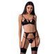 Комплект білизни PERDITA SET black S/M - Passion Exclusive: стрепи: ліф, стрінги і пояс для панчох фото
