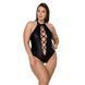 Боди из экокожи Passion NANCY BODY 6XL/7XL black, с имитацией шнуровки и открытым доступом фото