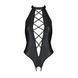 Боди из экокожи Passion NANCY BODY 6XL/7XL black, с имитацией шнуровки и открытым доступом фото
